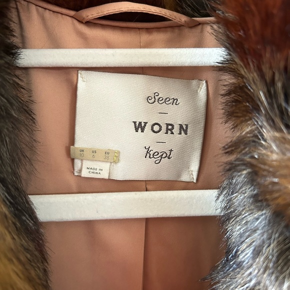 Anthropologie Seen Worn Kept Stevie Faux Fur Boho Multicolor Coat - Picture 6 of 7